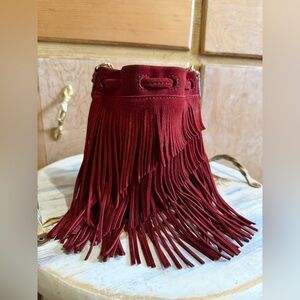 Elizabeth and James Suede Fringed Burgundy Women's Bag